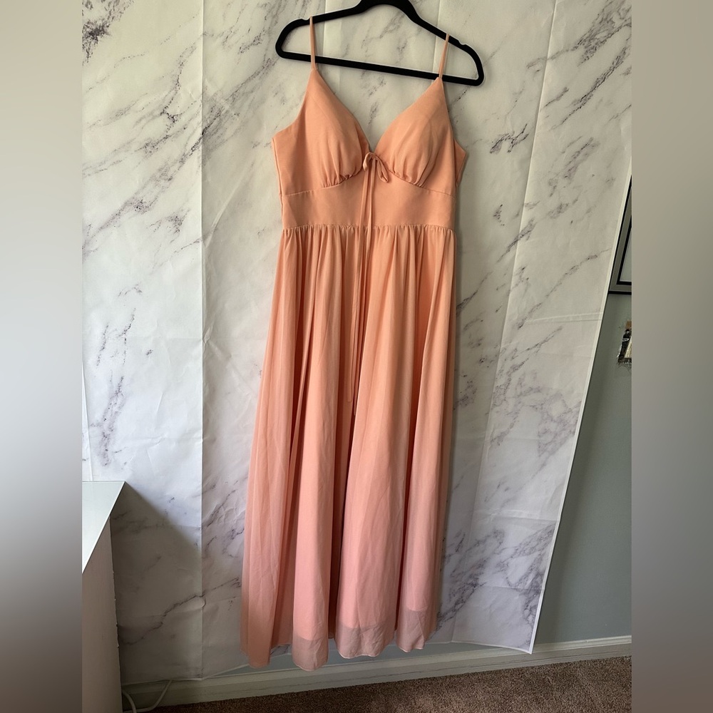 SHEIN - PEACH PINK FORMAL/BRIDESMAID MAXI DRESS WOMENS LARGE - Picture 2 of 13
